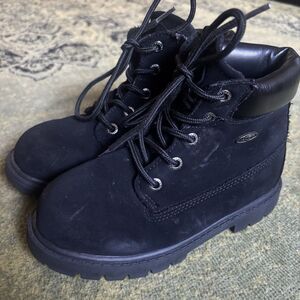 Vtg 90s Y2k Lugz Suede Leather Ankle Boots Padded Collar Rubber Sole 12 C Kids